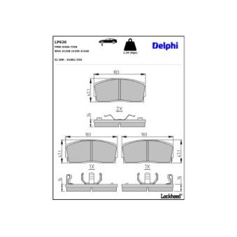 Jeu de 4 plaquettes de frein avant DELPHI OEM 0449187103
