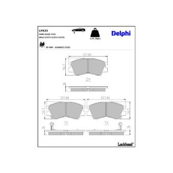 Jeu de 4 plaquettes de frein avant DELPHI [LP633]