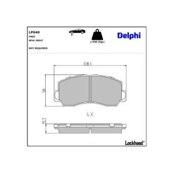 Jeu de 4 plaquettes de frein avant DELPHI LP640 pour INNOCENTI MINI E1600 - 69cv