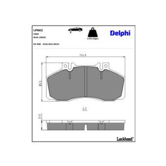 Jeu de 4 plaquettes de frein arrière DELPHI OEM 0014201520