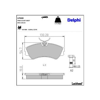 Jeu de 4 plaquettes de frein avant DELPHI [LP668]
