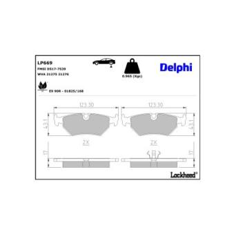 Jeu de 4 plaquettes de frein arrière DELPHI [LP669]