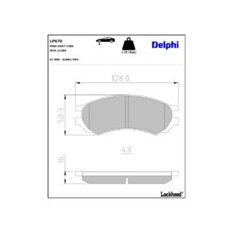 Jeu de 4 plaquettes de frein avant DELPHI [LP670]