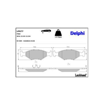 Jeu de 4 plaquettes de frein avant DELPHI [LP677]