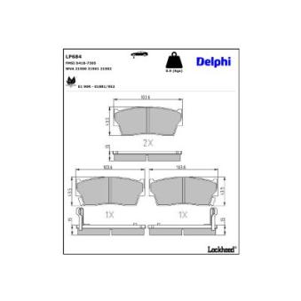 Jeu de 4 plaquettes de frein avant DELPHI LP684 pour SUZUKI VITARA 1.6 - 80cv