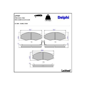 Jeu de 4 plaquettes de frein avant DELPHI LP707 pour IVECO DAILY LINE 1.6 16V - 97cv