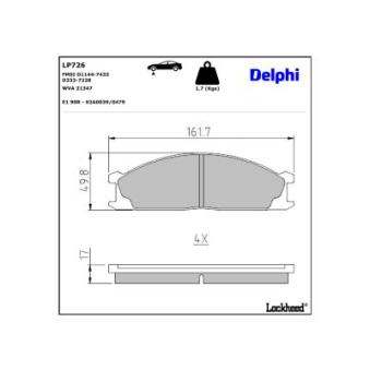 Jeu de 4 plaquettes de frein avant DELPHI OEM 4108009G27
