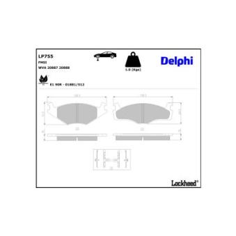 Jeu de 4 plaquettes de frein avant DELPHI OEM 191698151L Jeu de 4 plaquettes de frein avant DELPHI OEM 191698151L