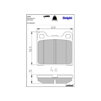 Jeu de 4 plaquettes de frein avant DELPHI LP76 pour CITROEN C4 X 1.6 - 110cv