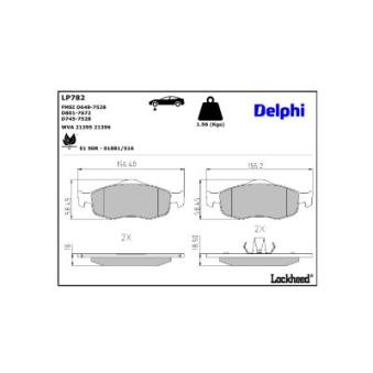 Jeu de 4 plaquettes de frein avant DELPHI [LP782]