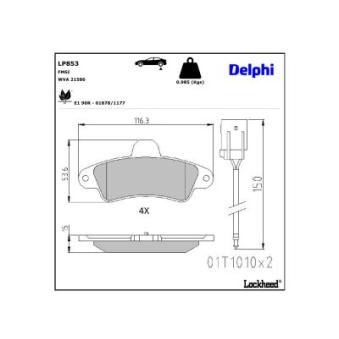 Jeu de 4 plaquettes de frein arrière DELPHI [LP853]