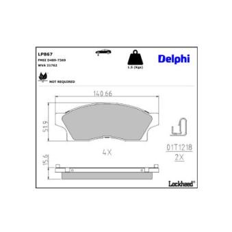 Jeu de 4 plaquettes de frein avant DELPHI OEM 0446517150