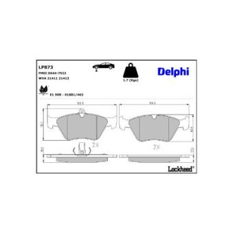 Jeu de 4 plaquettes de frein avant DELPHI LP873 pour MITSUBISHI L 2.3 -16 - 150cv
