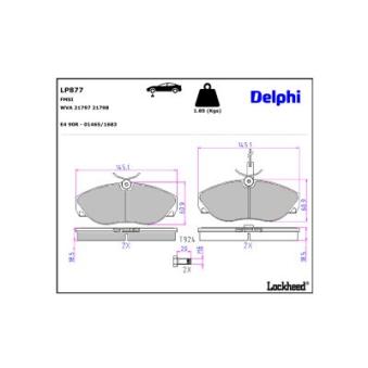 Jeu de 4 plaquettes de frein avant DELPHI [LP877]