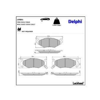 Jeu de 4 plaquettes de frein avant DELPHI LP891 pour AUDI Q3 3.3 - 174cv