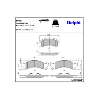 Jeu de 4 plaquettes de frein avant DELPHI LP897 pour CADILLAC DEVILLE 4.6 Concours - 279cv