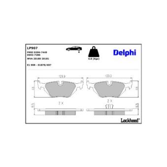 Jeu de 4 plaquettes de frein arrière DELPHI LP907 pour CHEVROLET AVEO 316 i - 105cv