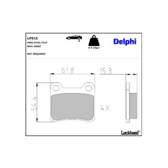 Jeu de 4 plaquettes de frein arrière DELPHI [LP915]