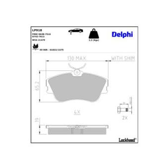 Jeu de 4 plaquettes de frein avant DELPHI OEM 701698151J