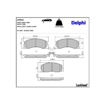 Jeu de 4 plaquettes de frein avant DELPHI [LP941]