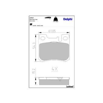 Jeu de 4 plaquettes de frein arrière DELPHI LP947 pour MERCEDES-BENZ CLASSE C C 230 T Kompressor - 193cv
