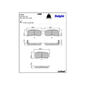 Jeu de 4 plaquettes de frein arrière DELPHI OEM MB858380