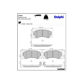 Jeu de 4 plaquettes de frein avant DELPHI LP964 pour OPEL FRONTERA 2.8 TD - 113cv