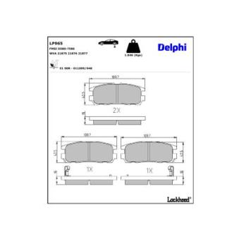 Jeu de 4 plaquettes de frein arrière DELPHI LP965 pour OPEL FRONTERA 2.4 i - 125cv