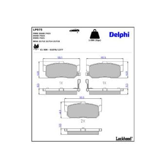 Jeu de 4 plaquettes de frein arrière DELPHI LP975 pour NISSAN ALMERA 1.4 - 87cv