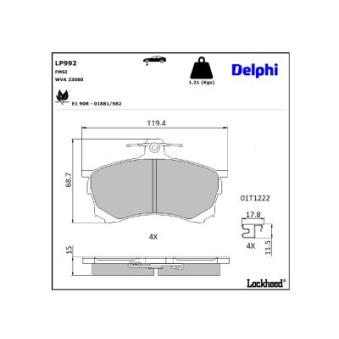Jeu de 4 plaquettes de frein avant DELPHI OEM MR407944