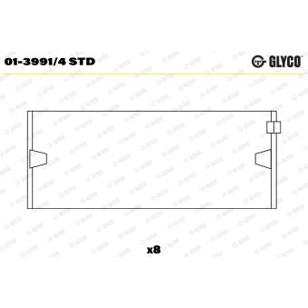 Coussinet de bielle GLYCO 01-3991/4 STD pour SSANGYONG RODIUS 1.6 16V - 110cv Coussinet de bielle GLYCO 01-3991/4 STD pour SSANGYONG RODIUS 1.6 16V - 110cv