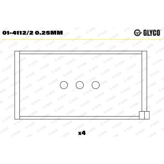 Coussinet de bielle GLYCO 01-4112/2 0.25mm pour AUDI TT 700 - 26cv