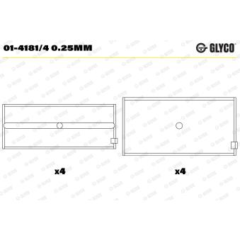 Coussinet de bielle GLYCO 01-4181/4 0.25mm