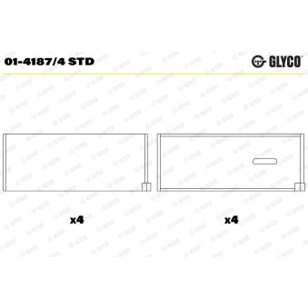 Coussinet de bielle GLYCO 01-4187/4 STD pour RENAULT R21 2.0 - 117cv