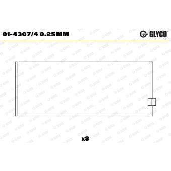 Coussinet de bielle GLYCO 01-4307/4 0.25mm