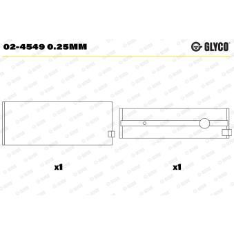 Coussinet de vilebrequin GLYCO 02-4549 0.25mm Coussinet de vilebrequin GLYCO 02-4549 0.25mm