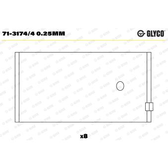 Coussinet de bielle GLYCO 71-3174/4 0.25mm