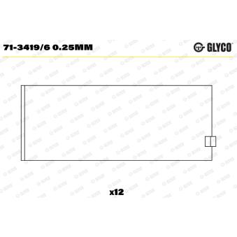 Coussinet de bielle GLYCO 71-3419/6 0.25mm