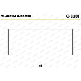 Coussinet de bielle GLYCO 71-4151/4 0.25mm pour FORD FOCUS 1.8 TDCi - 115cv