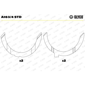 Rondelle d'écartement, vilebrequin GLYCO A163/4 STD pour MERCEDES-BENZ CLASSE E E 200 Kompressor - 184cv Rondelle d'écartement, vilebrequin GLYCO A163/4 STD pour MERCEDES-BENZ CLASSE E E 200 Kompressor - 184cv