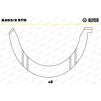 Rondelle d'écartement, vilebrequin GLYCO A203/2 STD pour CITROEN NEMO 1.6 VTS - 122cv