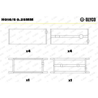 Coussinet de vilebrequin GLYCO H016/5 0.25mm