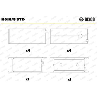 Coussinet de vilebrequin GLYCO H016/5 STD pour RENAULT R4 2.3 - 116cv