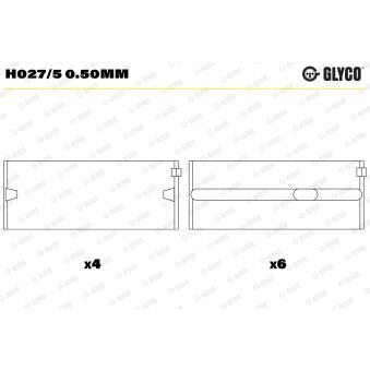 Coussinet de vilebrequin GLYCO H027/5 0.50mm
