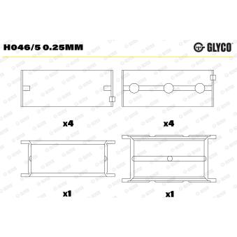 Coussinet de vilebrequin GLYCO H046/5 0.25mm pour VOLVO S40 1.6 - 105cv