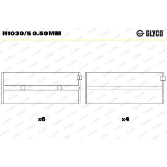 Coussinet de vilebrequin GLYCO H1030/5 0.50mm Coussinet de vilebrequin GLYCO H1030/5 0.50mm