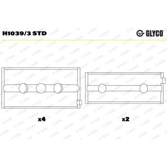 Coussinet de vilebrequin GLYCO H1039/3 STD pour FORD TRANSIT 0.9 - 40cv