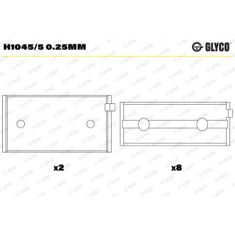 Coussinet de vilebrequin GLYCO H1045/5 0.25mm Coussinet de vilebrequin GLYCO H1045/5 0.25mm