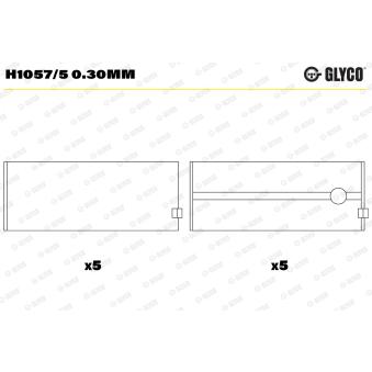 Coussinet de vilebrequin GLYCO H1057/5 0.30mm pour DODGE NEON 1.9 D 70 - 69cv