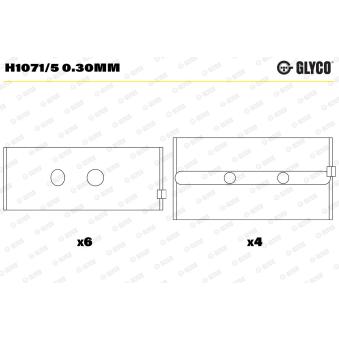 Coussinet de vilebrequin GLYCO H1071/5 0.30mm pour CITROEN AX 1.4 D - 52cv